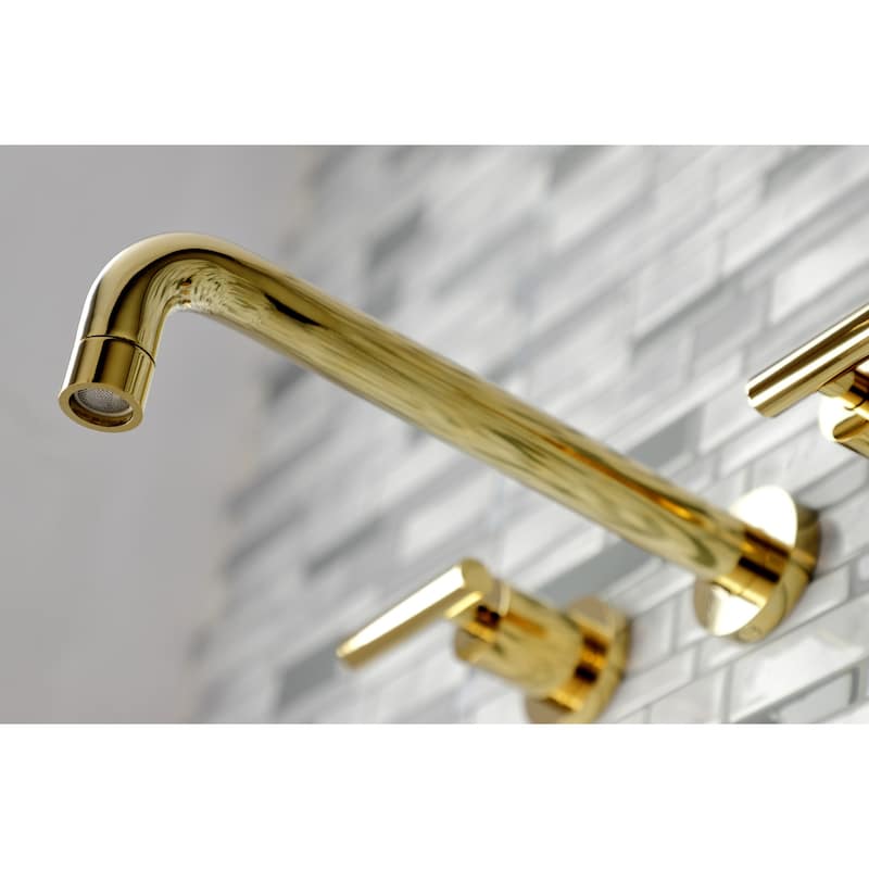 Manhattan 3-Hole Wall Mount Roman Tub Faucet in Brushed Brass