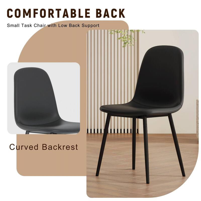 Roomfitters 9pcs Wood and Black Spliced Dining Table Set with Storage Base and Mid-Century PU Chairs, Black