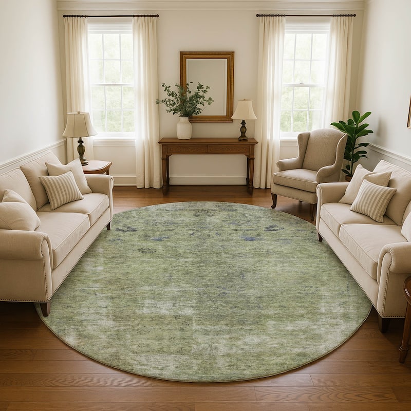 Premium Washable Super Soft Vintage Traditional Mayfield Rug - Aloe - 8' x 8'