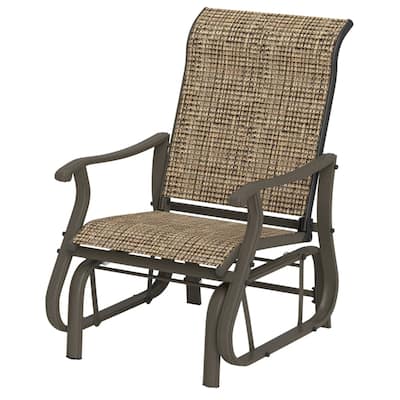 Steel Patio Glider Chair with Mesh Seat and Outdoor Use - 25.75" W x 30.5" D x 38.25" H