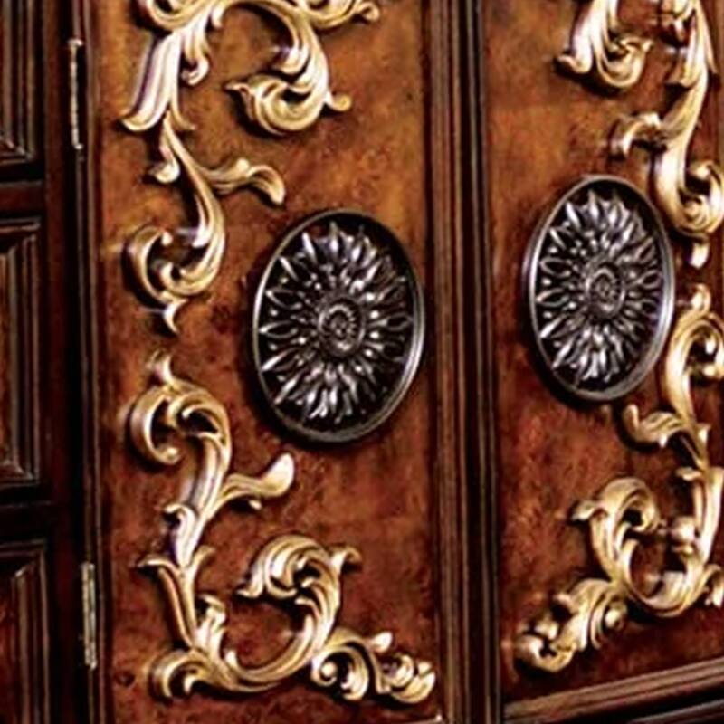 Iliana 8 Drawer Wide Dresser with 2 Door Cabinet, Dark Cherry Brown Wood