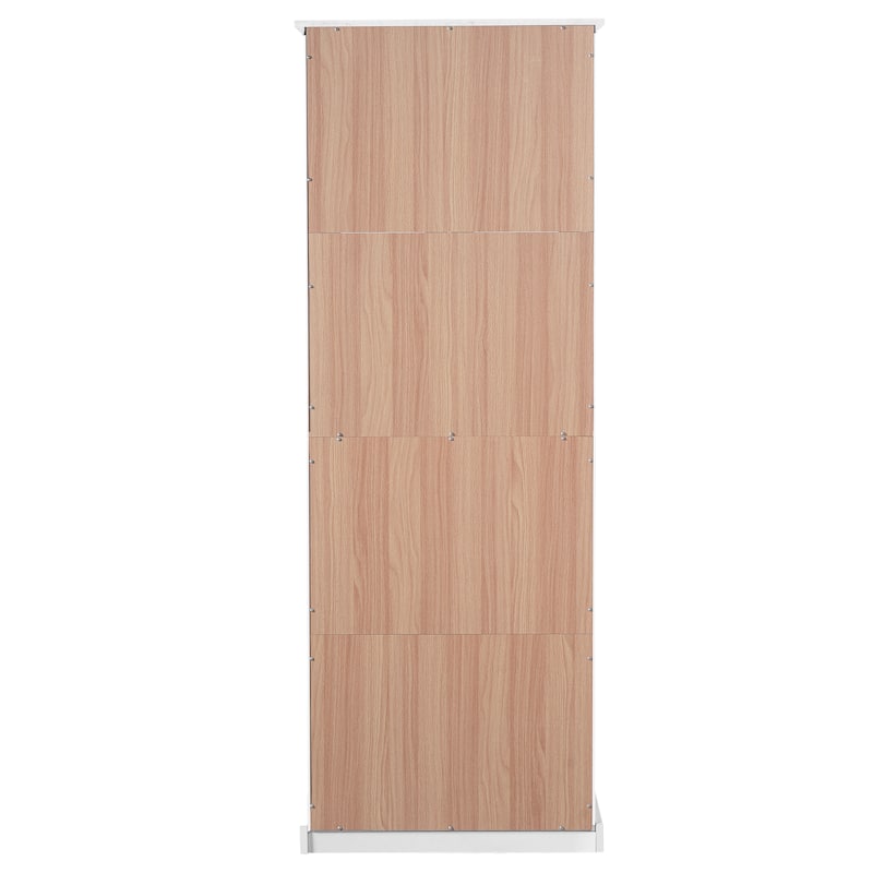 GDFStudio - Mary 63" Tall Bathroom Storage Cabinet with Glass Doors, Two Drawers, and Adjustable Shelves