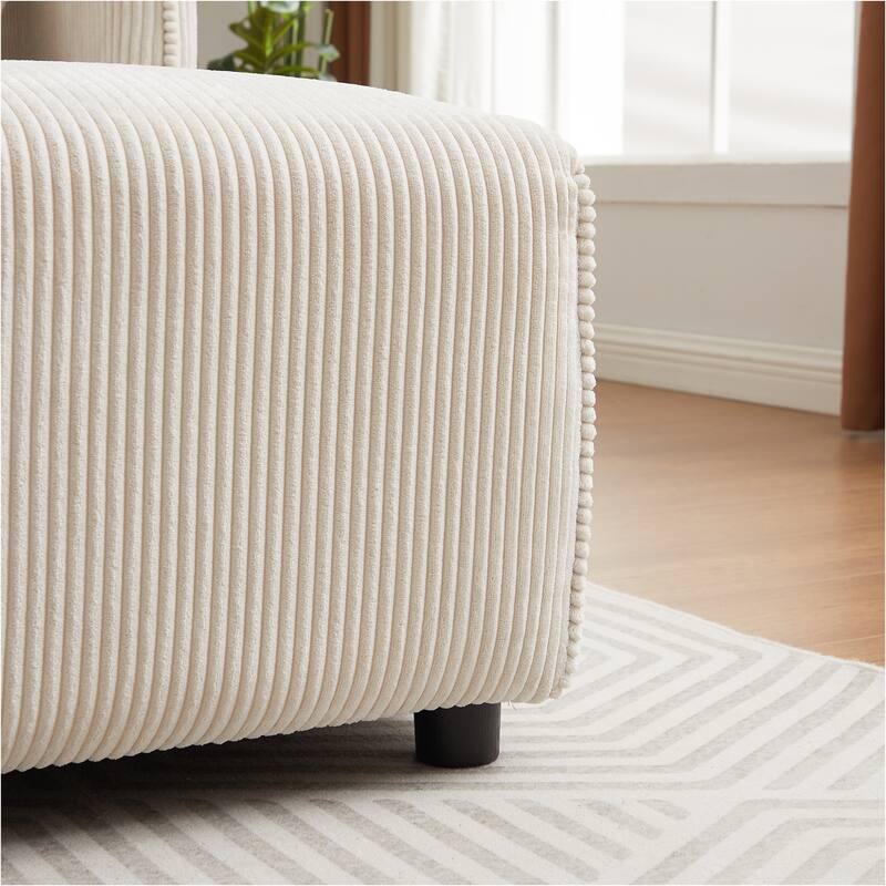 106.3" Corduroy Modular Sectional Sofa with USB-C, 2 Cushions & Spring Support