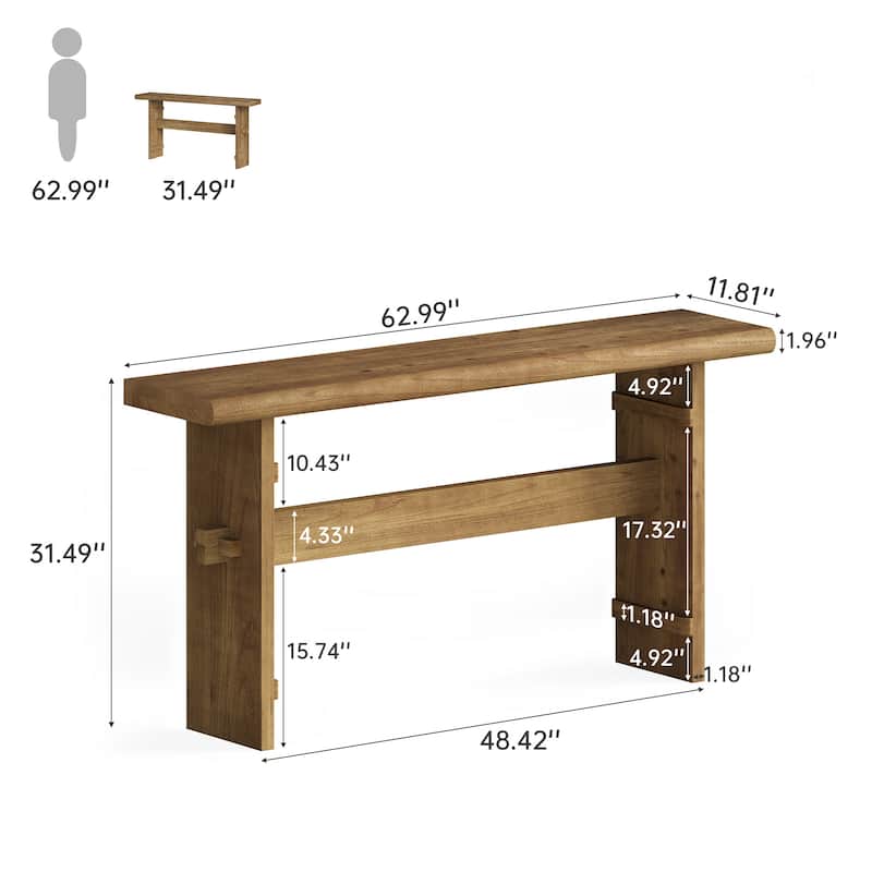 63-Inch Solid Wood Console Table for Entryway