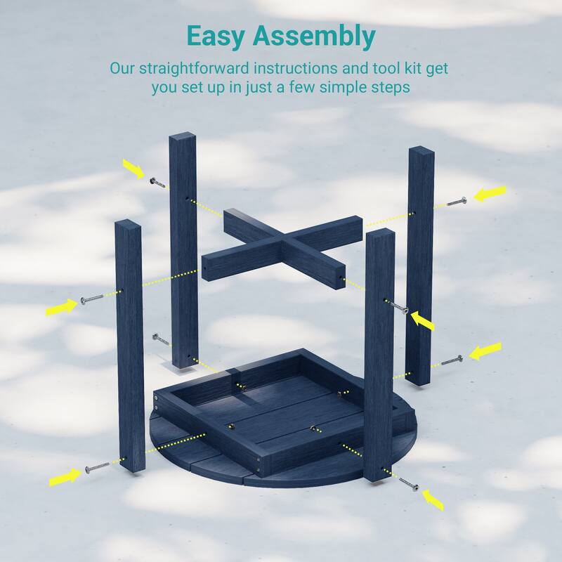 HDPE All-weather Outdoor Side Table, Easy Install Patio Table