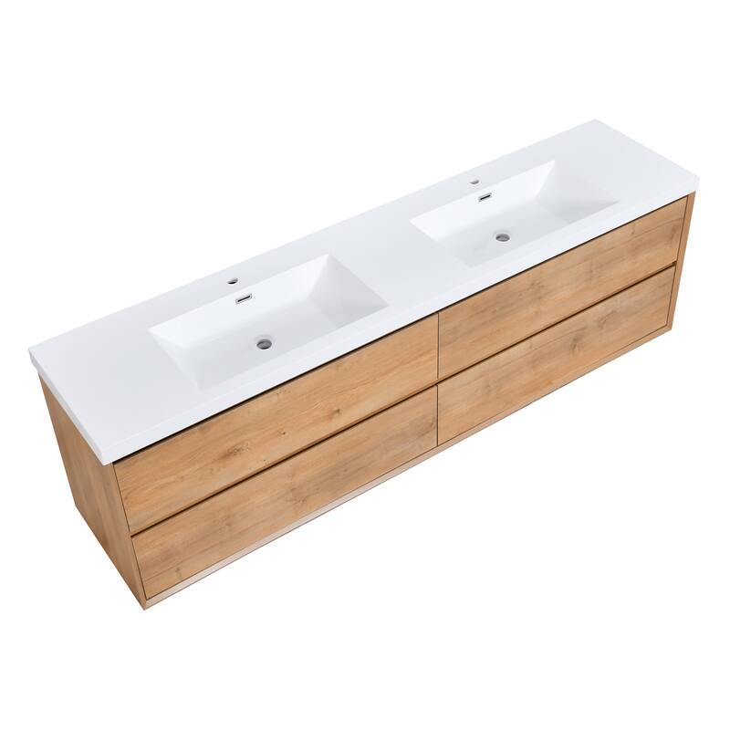 Sylphar 84 in. Toffee Oak Bath Vanity with Undermount Sink, 3 Top Options