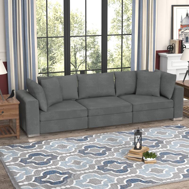 Wayna Corduroy Upholstered Modular Sofa Modern Minimalist Sofa