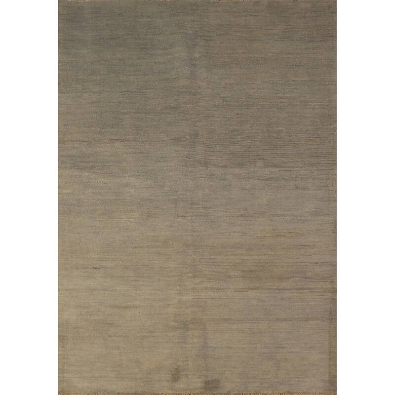 Beige & Gray Gabbeh Modern Rug Handmade Wool Carpet - 4'2" x 5'10"