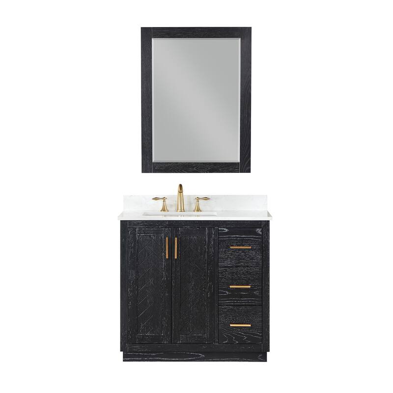 Altair Gazsi Bathroom Vanity with Composite Stone Countertop with Mirror