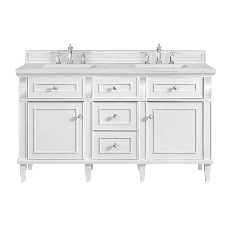 James Martin Vanities 424-V60D-3AF Lorelai 60" Double Basin Wood - Bright White - Painted