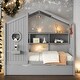 preview thumbnail 19 of 34, Playhouse Design Twin Size House Wooden Bed with Trundle, Modern Design for Kids with Storage Shlef Gray