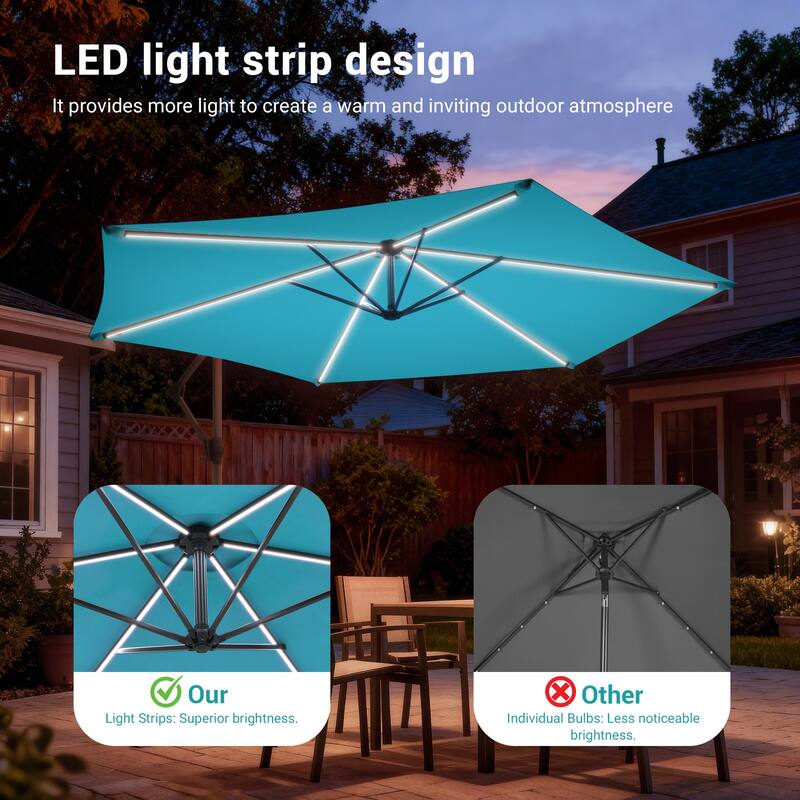 Sonkuki Outdoor 10FT LED lighted Patio Offset umbrella for Garden