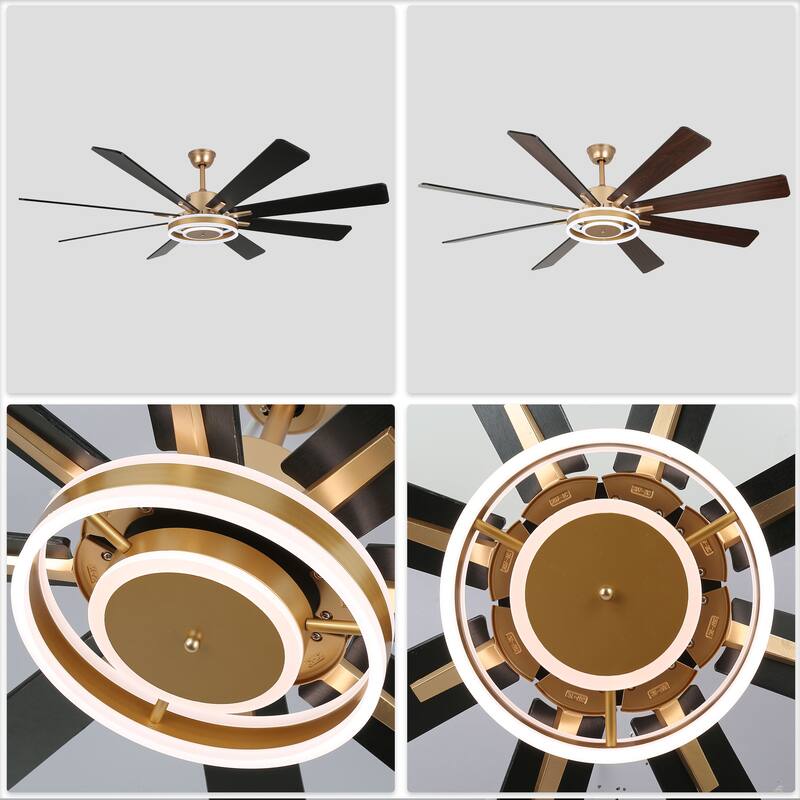 Bella Depot 72" Modern Large Ceiling Fan 6-speed Reversible with Dimmable Light and Remote for Family Room