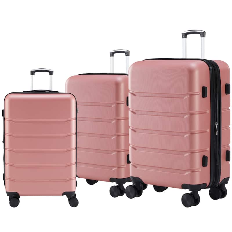 Hard Shell ABS, Double Spinner Wheels Lightweight Suitcase TSA Lock - Pink