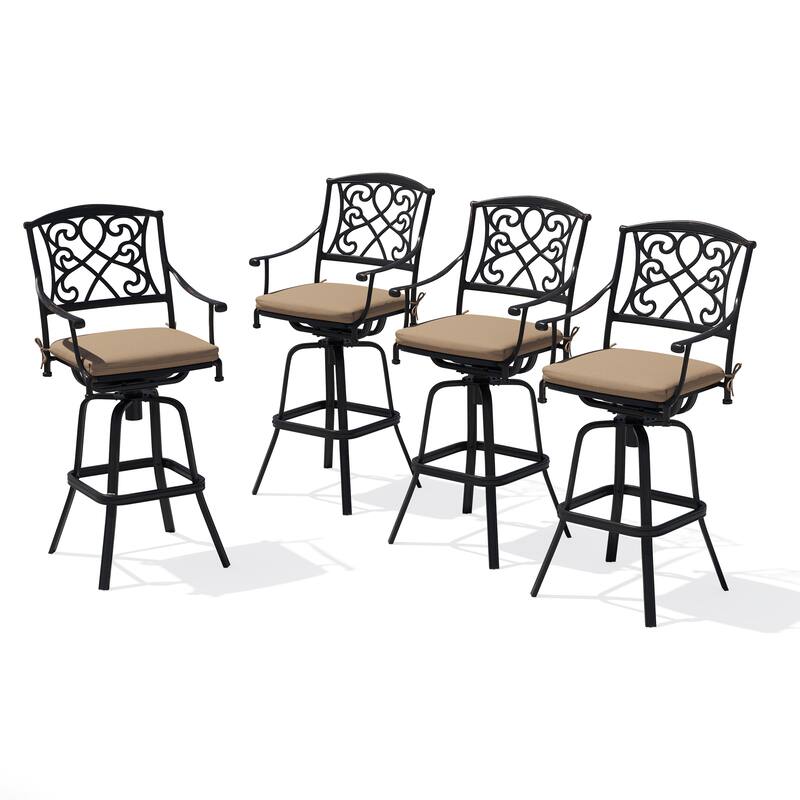 Crestlive Outdoor Patio Bar Height Swivel Bar Stool with Sunbrella Cushion