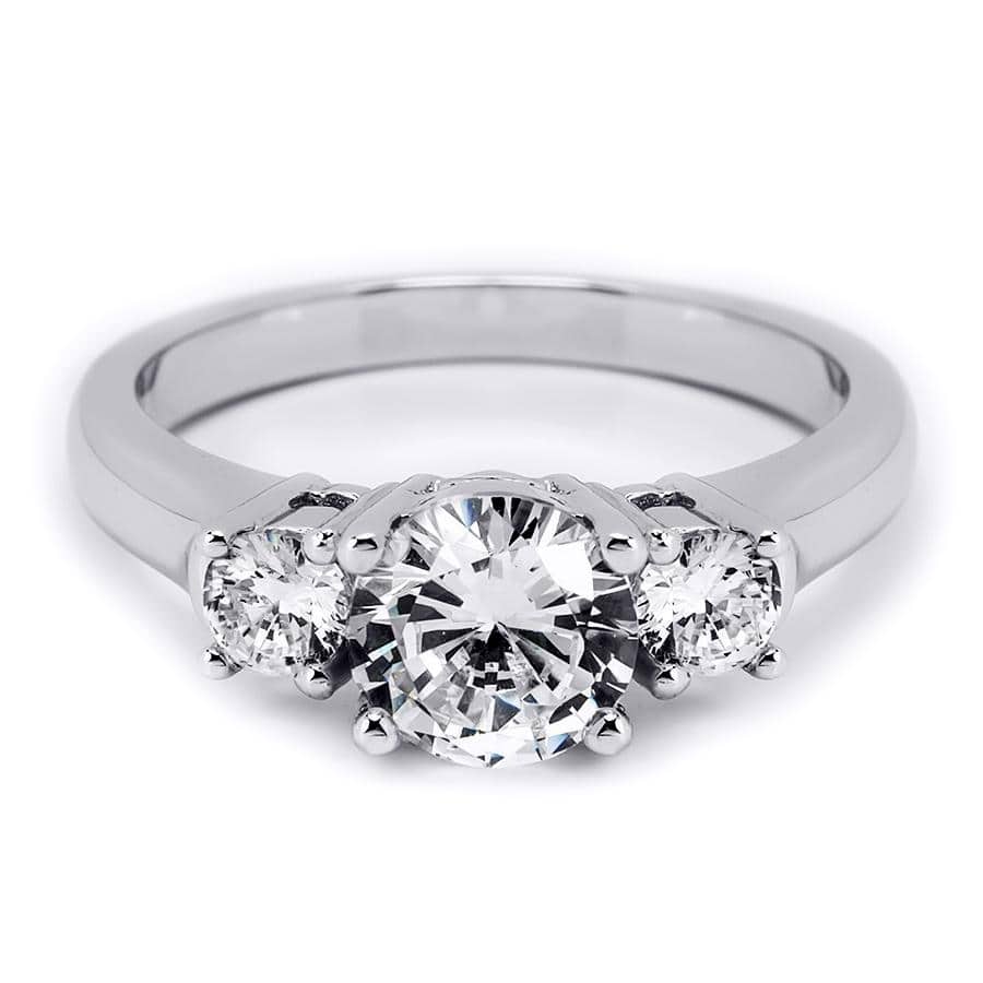 Platinum over Sterling Silver 3-Stone Engagement Ring Round Cubic Zirconia