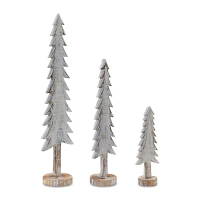 Wood Tabletop Pine Tree (Set of 6) - N/A