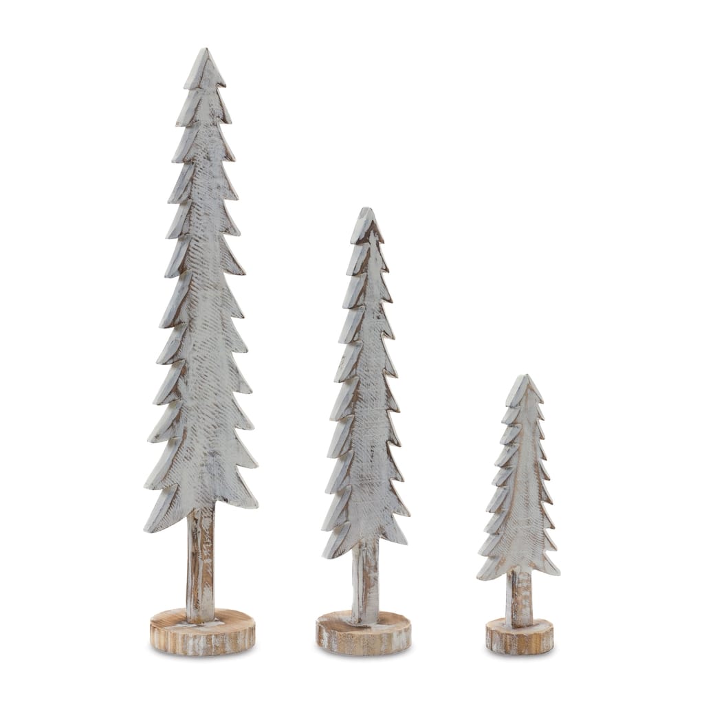 Wood Tabletop Pine Tree (Set of 6) - N/A