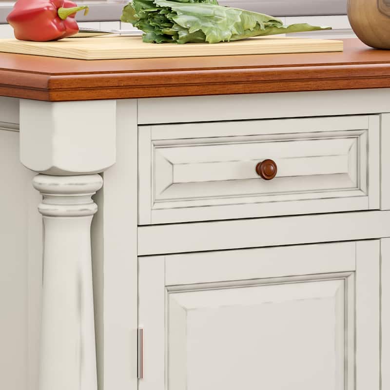 Monarch Off-White Wood Kitchen Island by Homestyles - 48" x 36" x 25"