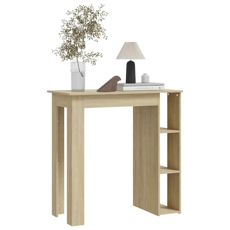 vidaXL Bar Table Kitchen Pub Table Bistro Table with Shelf Engineered Wood - 40.2" x 19.7" x 40.7"
