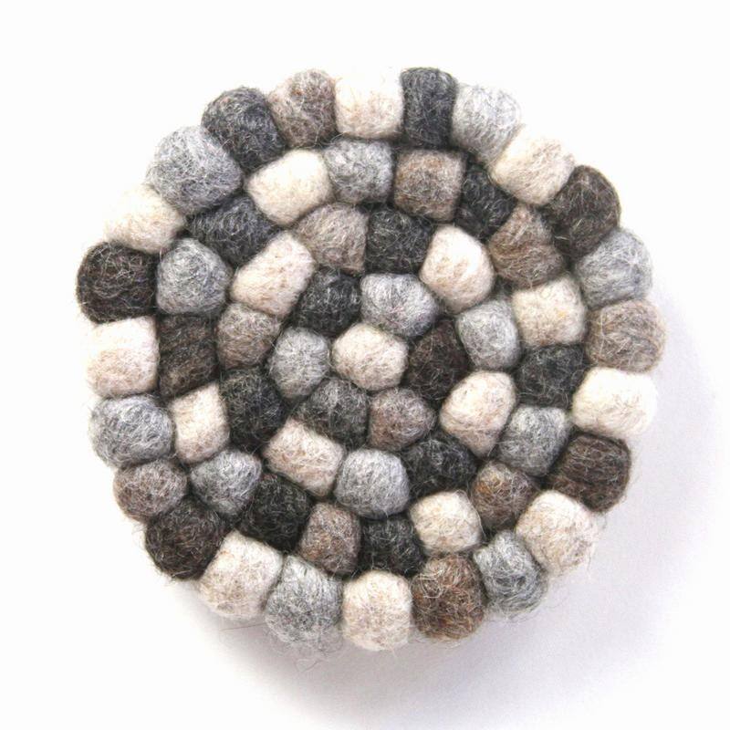 The Curated Nomad Southard Neutral Felt Ball Trivet - Mixed Grey