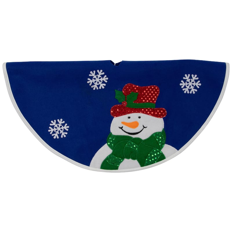 Embroidered Snowman Mini Christmas Tree Skirt - 20"