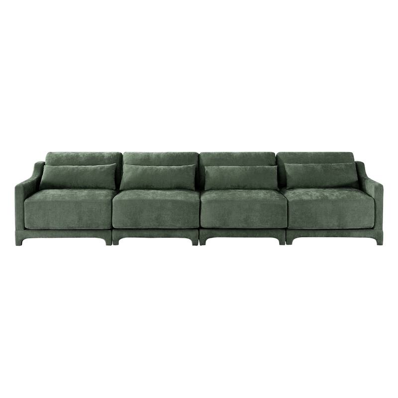 Modern Chenille Sectional Sofa with Lumbar Pillows for Living Rooms,Easy install