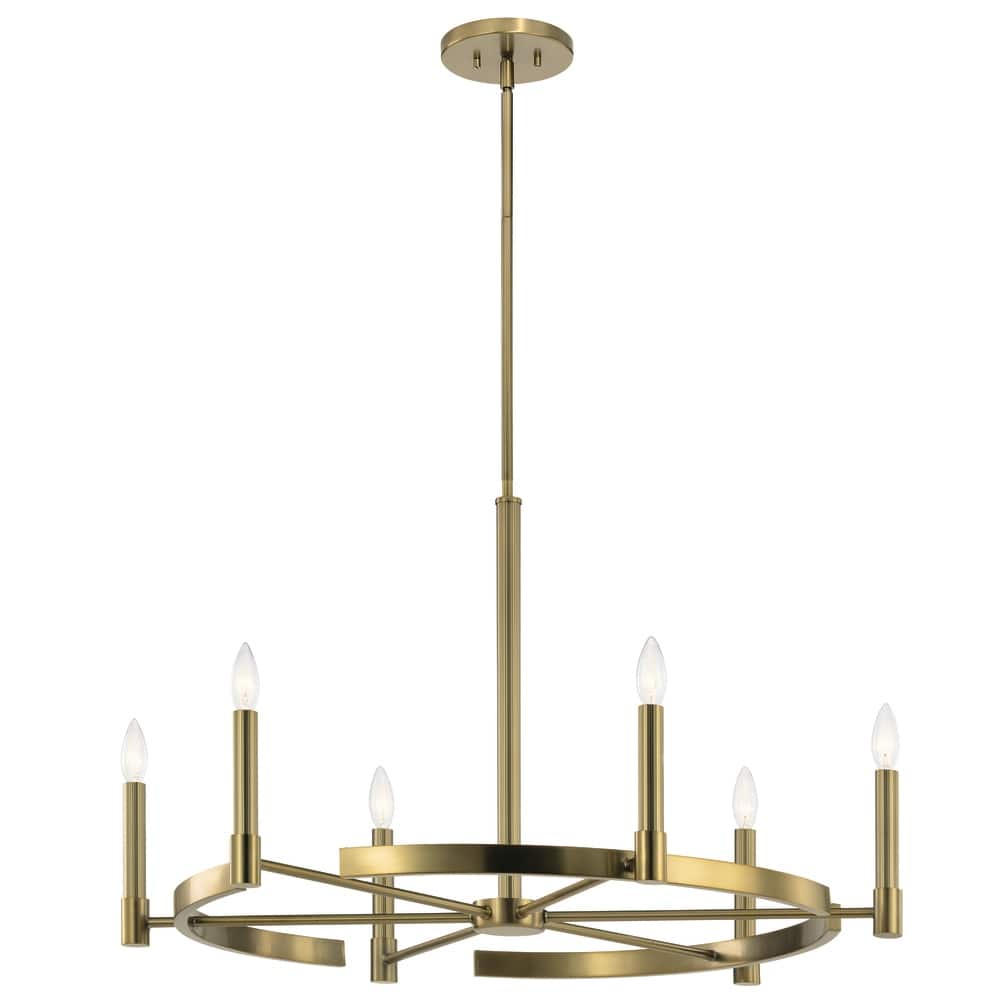 Kichler Tolani 6 Light Chandelier in Brushed Natural Brass