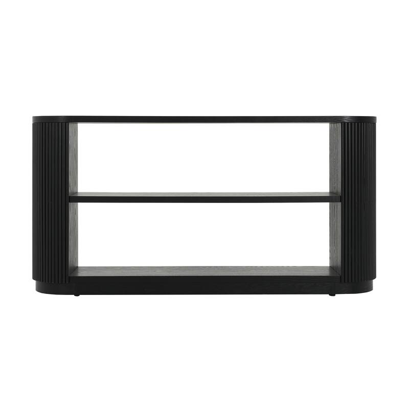 Curved Console Table 3-Tier Entryway Table with Open Storage Shelves, Narrow Side Sofa Table Foyer Table