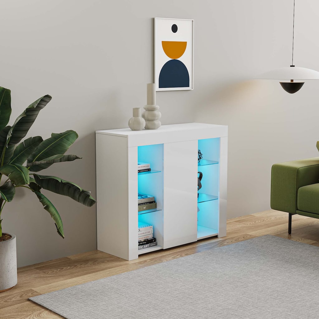 Kitchen Sideboard Cupboard with LED Light,with Drawer and 1 Doors