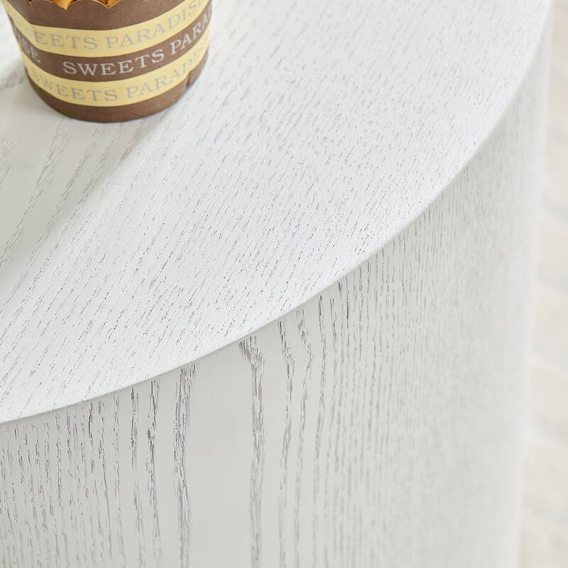 Nesting Coffee Table Set of 2 Minimalist Coffee Table with Wood Grain Veneer, Round Tea Table and End Table Set, for Living Room