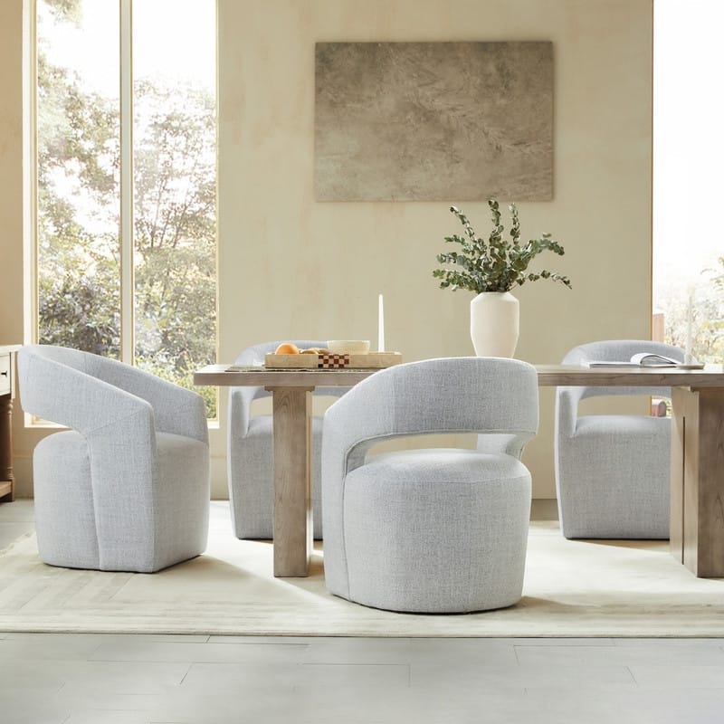Joey Modern Barrel Dining Chair with Caster Wheels & Open Back Fully Assembled