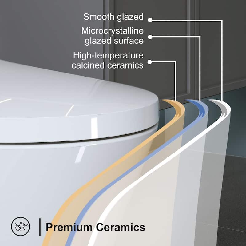 HOROW T16 Tankless Elongated Smart Bidet Toilet with Heated Seat, Warm Water Washing and Remote Control - 12" Rough in