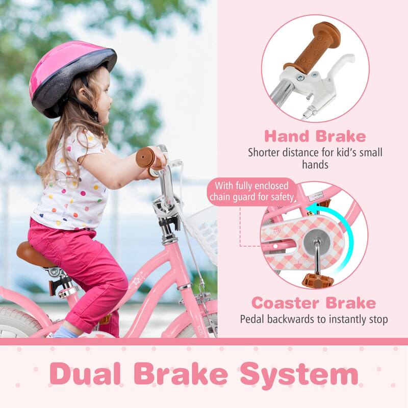 Kids Bike with Training Wheels and Basket for Ages 3-8 Boys Girls