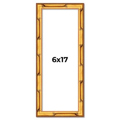 6x17 Frame Gold Bamboo Solid Wood Picture Frame | 1 Inch Moulding