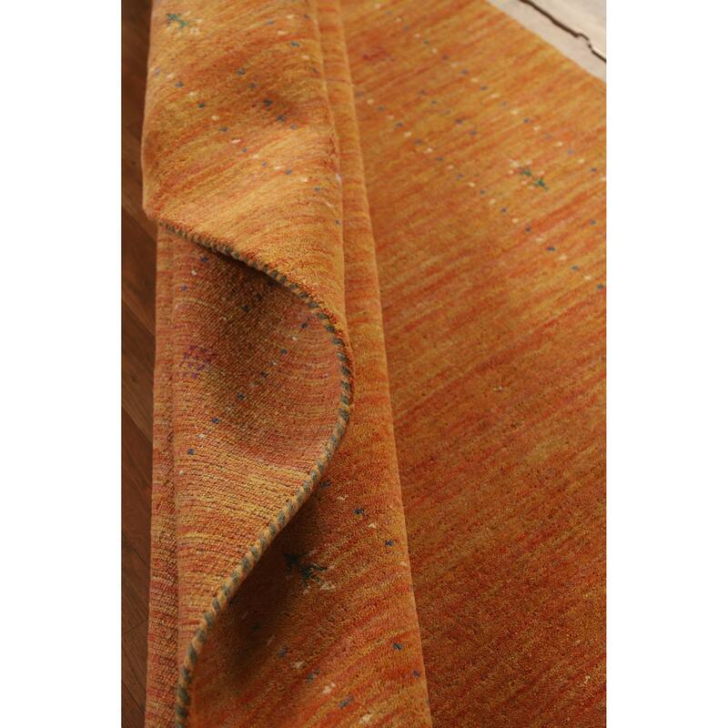 Hand Knotted Oriental 100% Wool Carpet Tribal Tribal Oranges & Rust Gabbeh Area Rug - 7' 8'' X 5' 0''