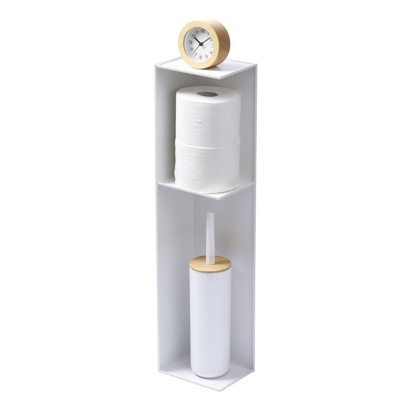 Yamazaki Home Bathroom Organizer, Steel - L 6.69 x W 5.12 x H 27.76 inches - White