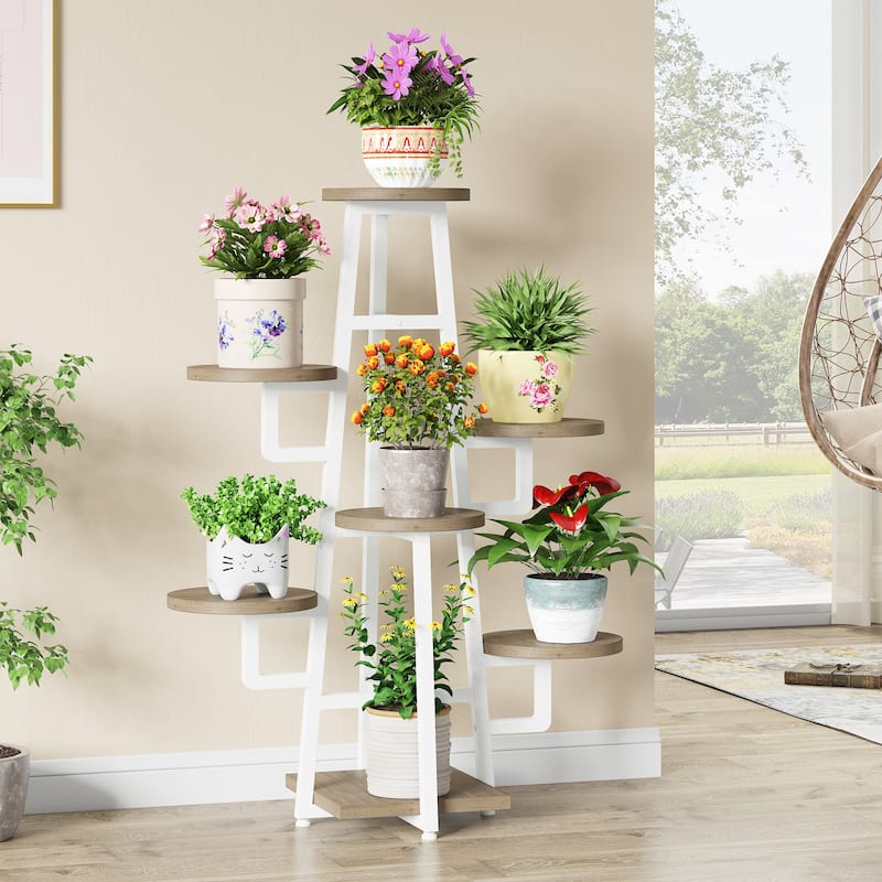 7 Tier Plant Stand Indoor, Tall Plant Shelf for Multiple Plants, Wooden Corner Plant Pots Holder Rack Flower Stand Shelf