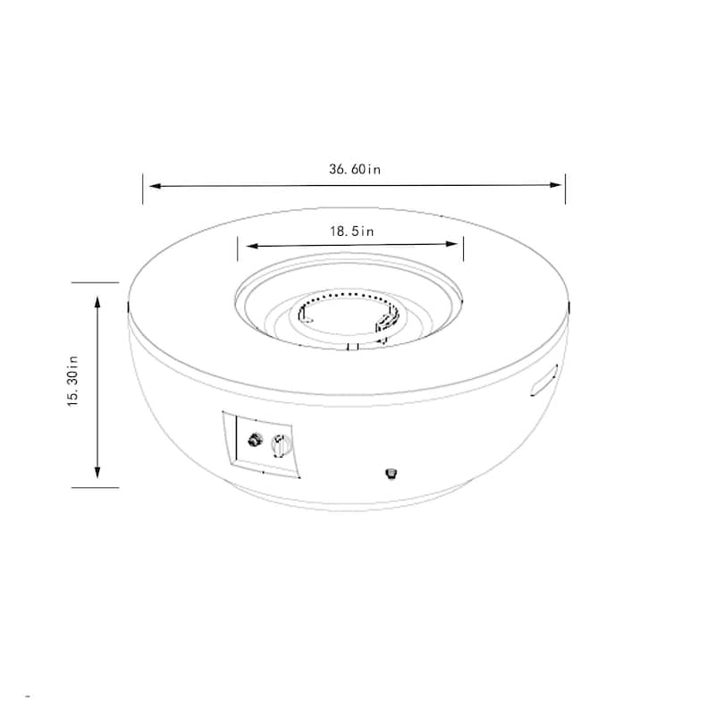 2-Pieces 36" Propane Gas Fire Pit Table 50000 BTU Round Steel Fire Pit