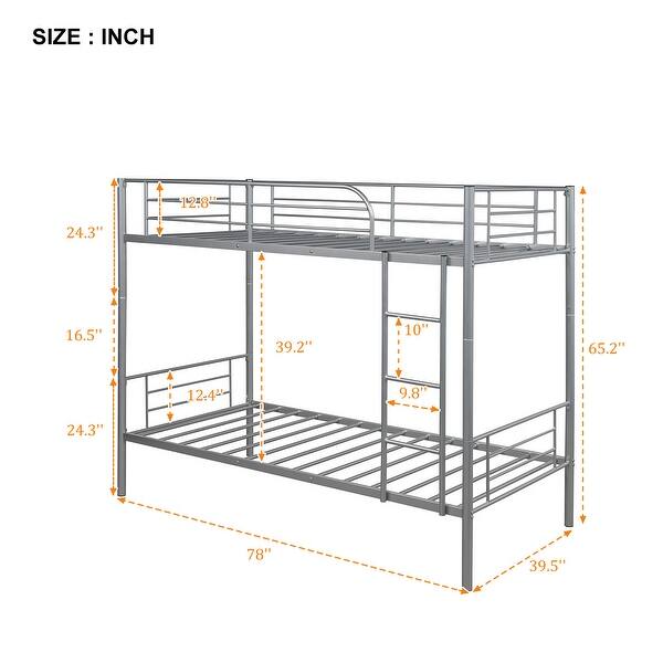 Twin Over Twin Metal Bunk Bed Save Space or Split into 2 Beds with One ...