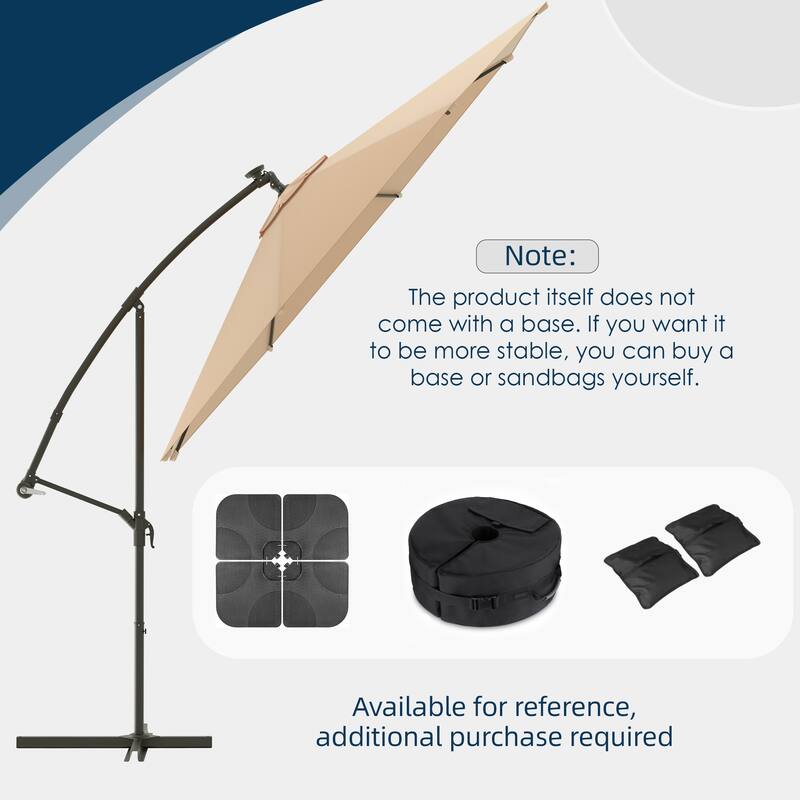 EROMMY 10ft Offset Hanging Umbrella - Easy Tilt, 99.9% UV Protection, Heavy-Duty Iron Frame
