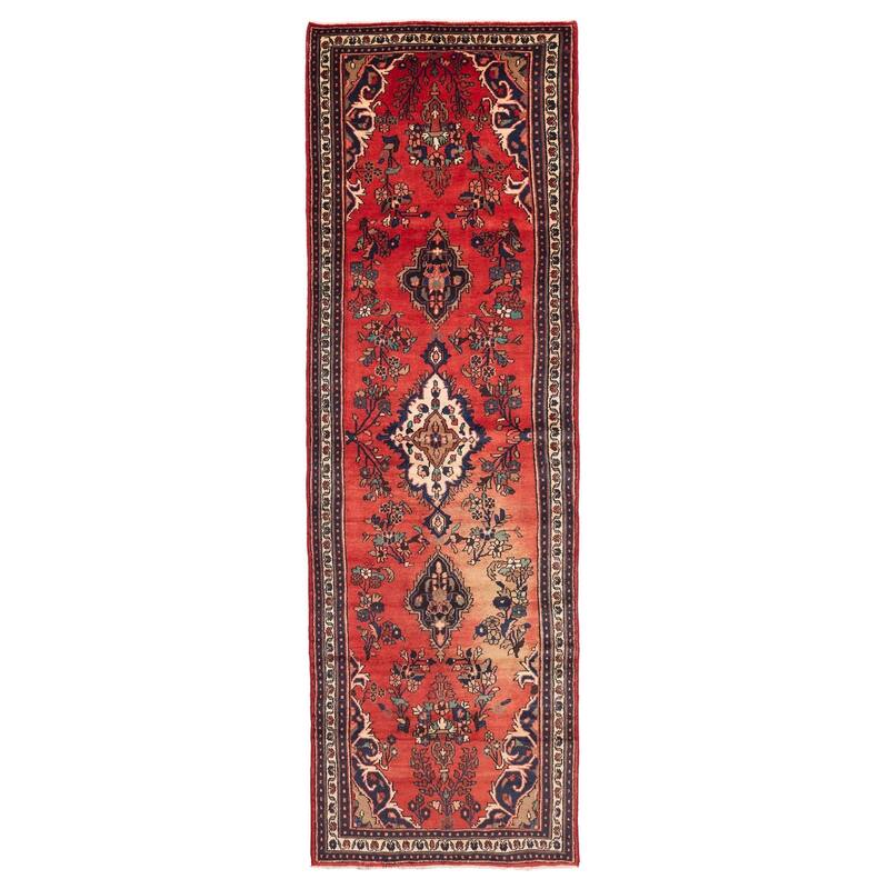 ECARPETGALLERY Hand-knotted Andelz Red Wool Rug - 4'4 x 14'11