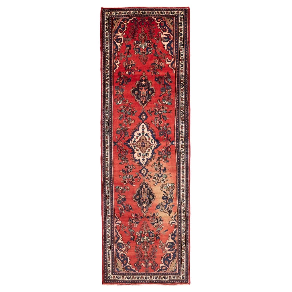 ECARPETGALLERY Hand-knotted Andelz Red Wool Rug - 4'4 x 14'11