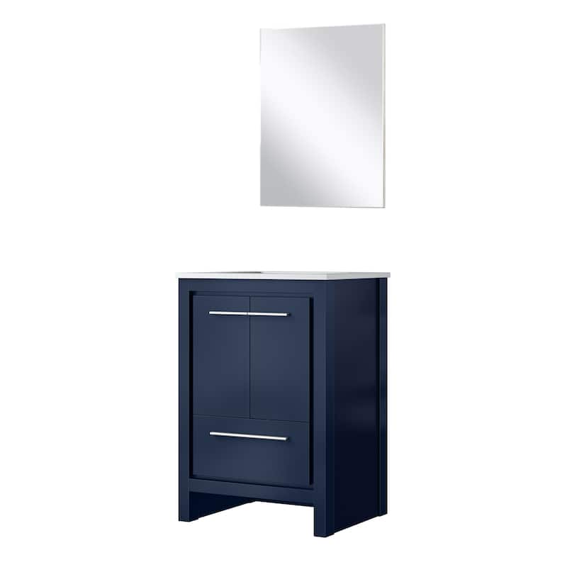 24" White Bathroom Vanity with Cultured Marble Countertop, Soft-Close Storage, 18" Mirror Included