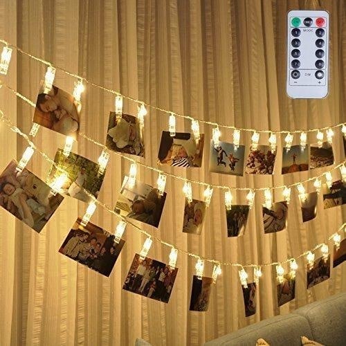 2 Pack of 30 LED Photo Clip String Lights With 16 Changeable Color Modes USB & Battery Powered with Remote Hanging Photo Clips for Teen Girls Room NEW Patio String Lights for Instant Photos