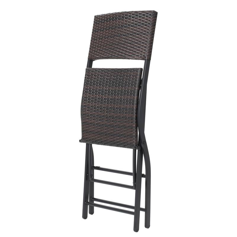 Outdoor Wicker Barstools Set of 2 Patio Bar Stool Foldable Chair