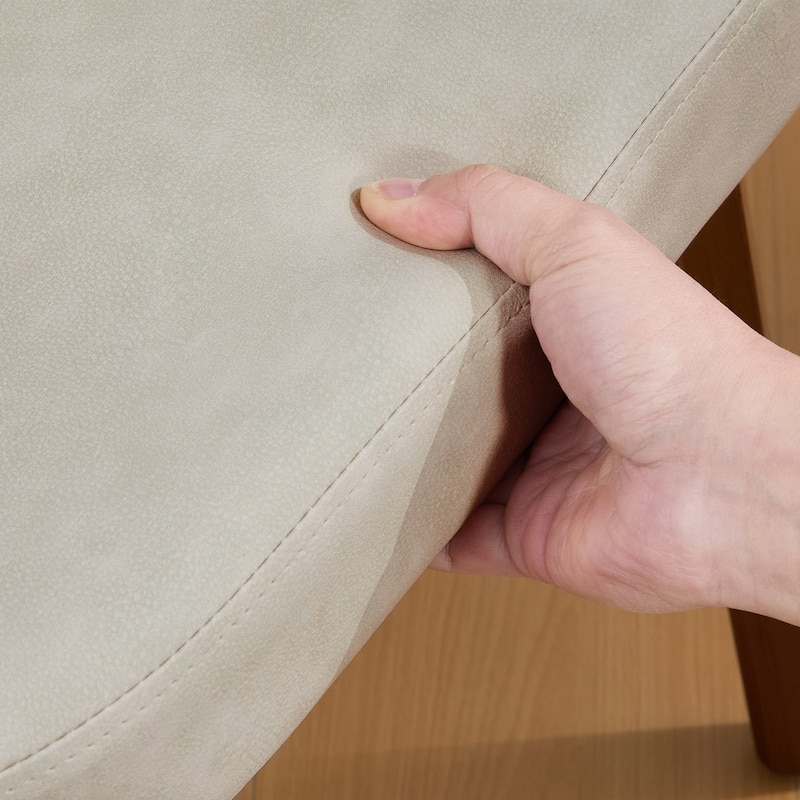 Mid-century Modern Upholstered Dining Chairs Bentwood Side Chairs with Armrests - 34.3"H x 19.9"W x 22.1"D