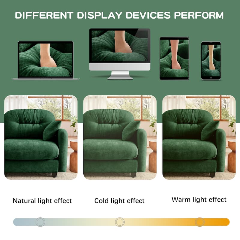 74" Loveseat Sofa, Modern Chenille Deep Seat Sectional Couch for Living Room, Tufted Backrest Love Seat with Pillows