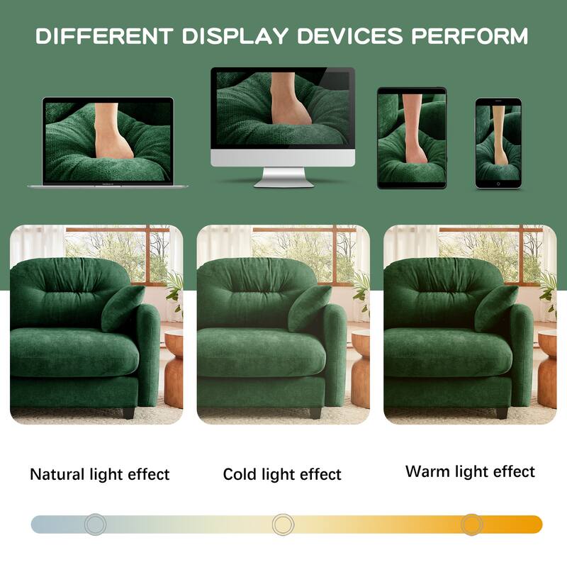 GDF Studio - Nina Modular Modern Chenille U-Shaped Sectional Sofa with Ottoman and 2 Soft Throw Pillows