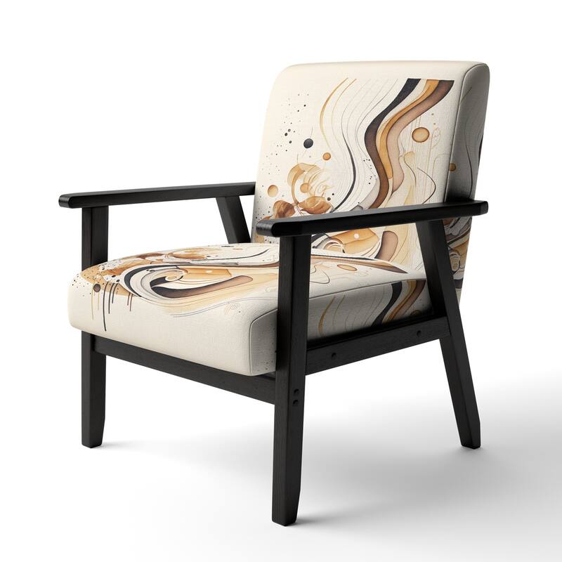 Designart "Brown And Black Movement IV" Upholstered Modern & Contemporary Accent Chair and Modern & Contemporary Arm Chair